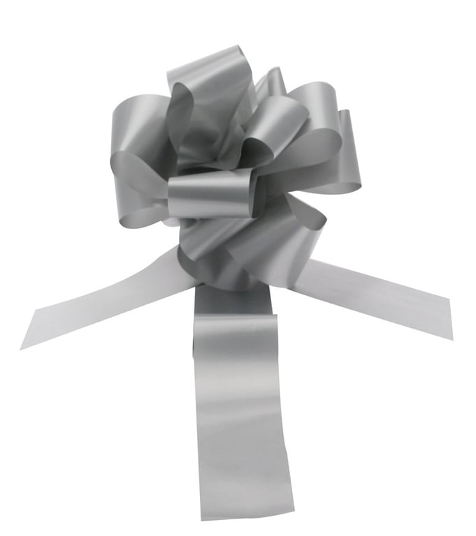 Silver Wedding Car Ribbon & 3xBows - Elegant Bridal Car Decorations with Silver Bows and Centerpieces