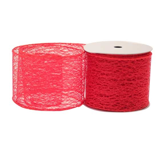 Red Web Luxury Ribbon 63mm - Premium Home Decor and Wedding Decoration Accent Ribbon