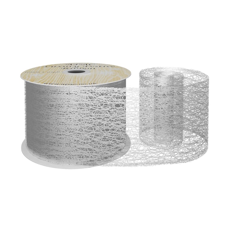 Luxury Silver Web Ribbon 63mm - Decorative Home Accents for Elegant Interiors