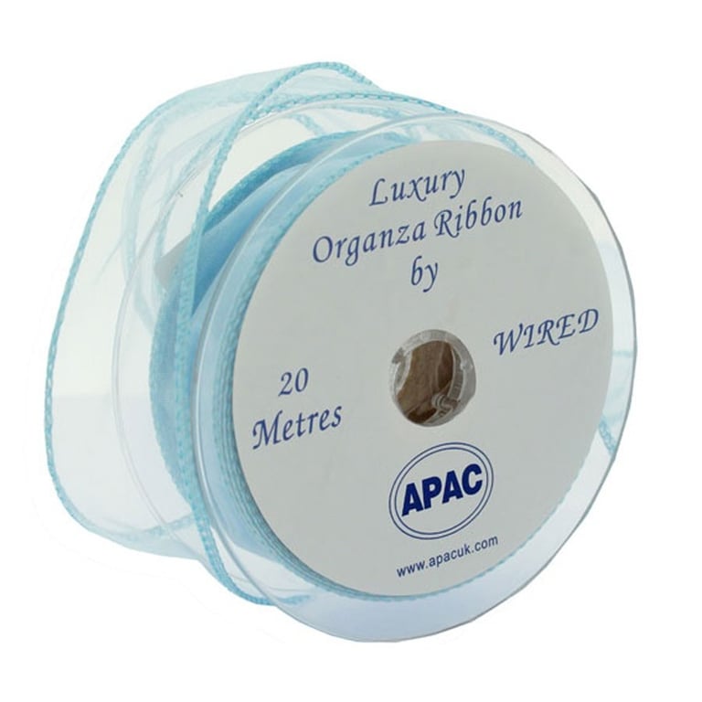 30mm x 20m Baby Blue Wired Chiffon Ribbon - Ideal Home Decor and Fashion Accent Ribbon