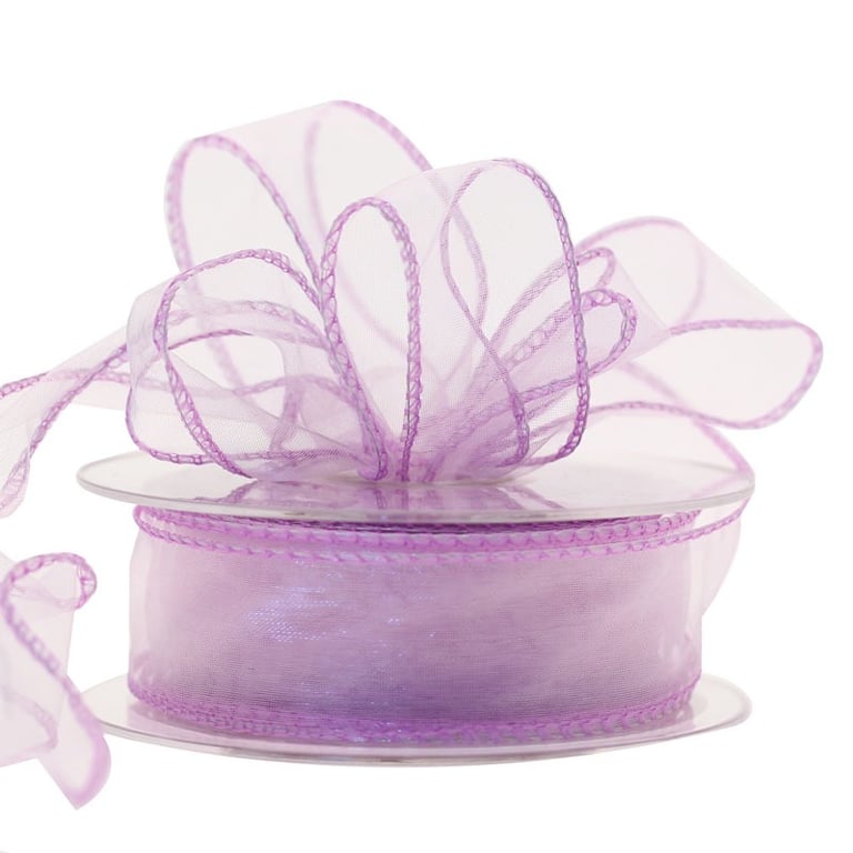 Lilac Wired Chiffon Ribbon - 30mm Decorative Home Accents for Crafting and Decoration