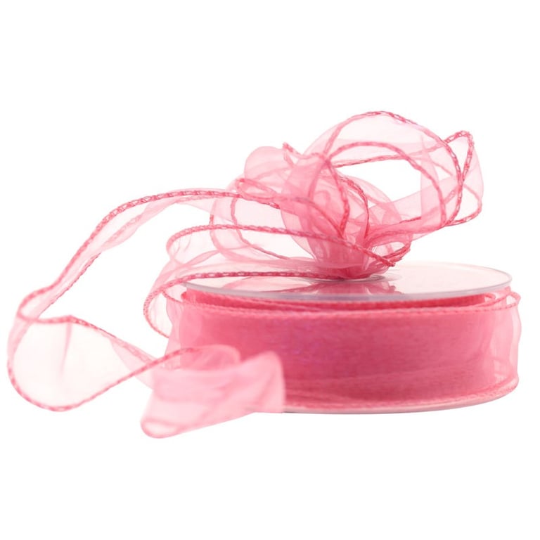 Rose Wired Chiffon Ribbon - 30mm Width, Ideal for Floral Decor and Wedding Decoration