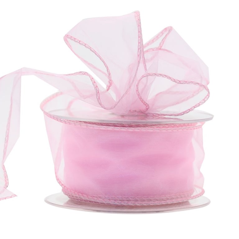 Baby Pink Chiffon Ribbon (50mm) - Soft, Fine, and Decorative Home Decor Ribbon for Fashion Accessories