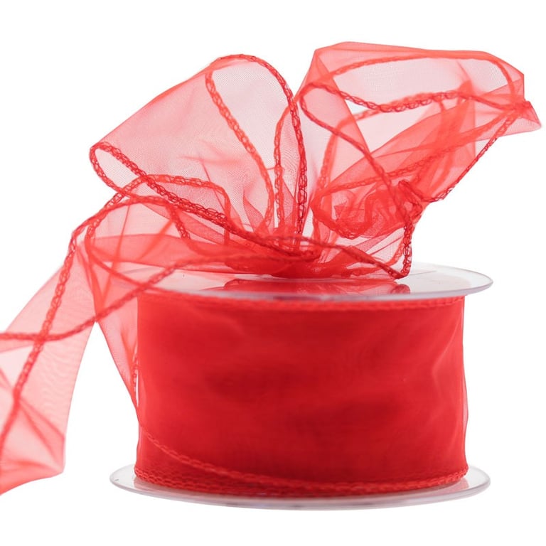 Red Chiffon Ribbon - 50mm Wide x 20m Long for Home Decor and Fashion Crafts