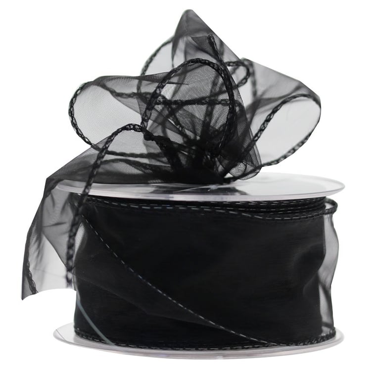 Black Chiffon Ribbon - 50mm x 20m Wide Fashion Decorative Ribbon for Home and Craft Projects