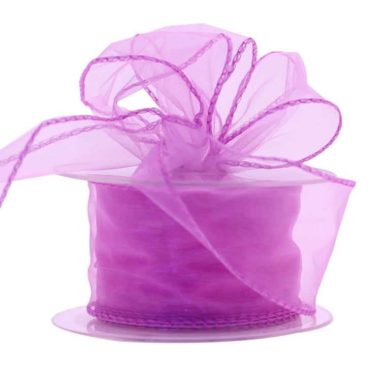 Lilac Wired Chiffon Ribbon (50mm) - Decorative Floral Accent for Home & Garden or Fashion Accessories