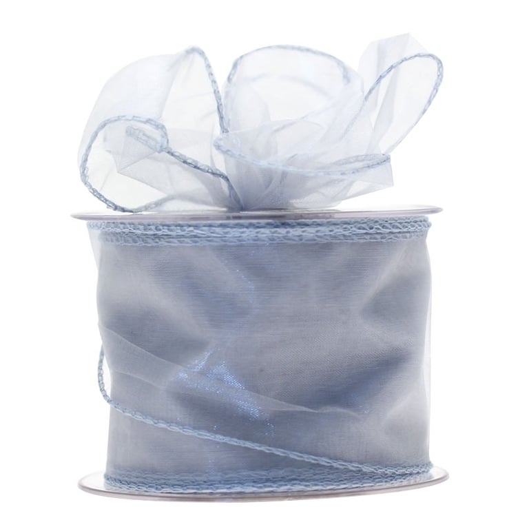 70mm Wide Silver Wired Chiffon Ribbon for Home Decor, Wedding, and Craft Projects - 20m Length