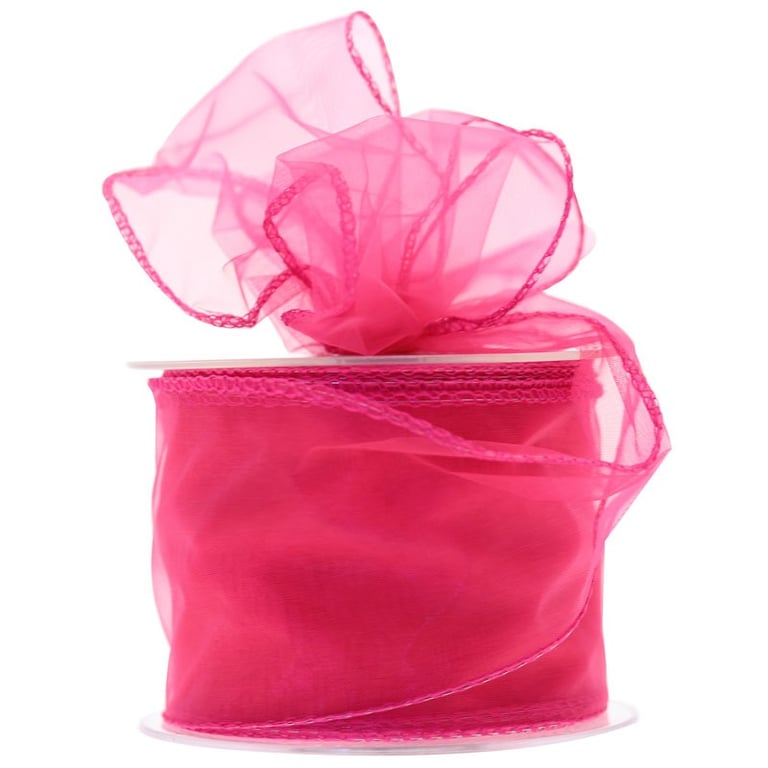 Shocking Pink Chiffon Ribbon - 70mm Wide Decorative Accent for Home and Fashion