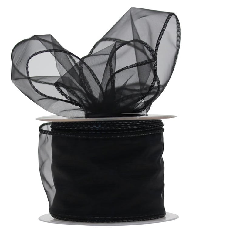 Black Chiffon Ribbon - 70mm Wide x 20m Long Decorative Craft Ribbon for Home and Wedding Decoration