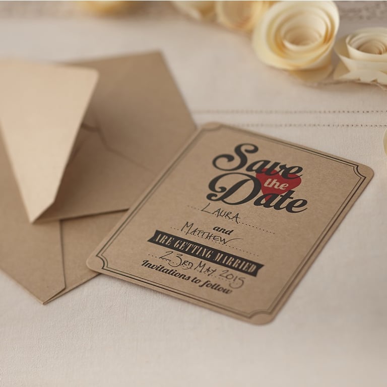 Rustic Brown Save the Date Cards - Personalized Wedding Invitations and Custom Designs