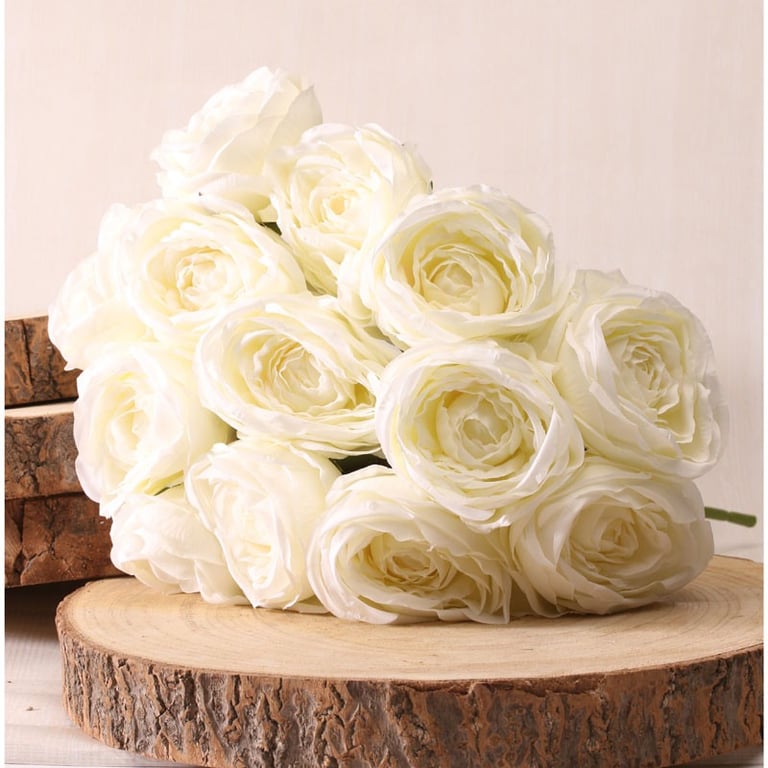 Artificial Tea Rose Bunch Cream 40cm - Large Home Decor Flowers Centerpiece