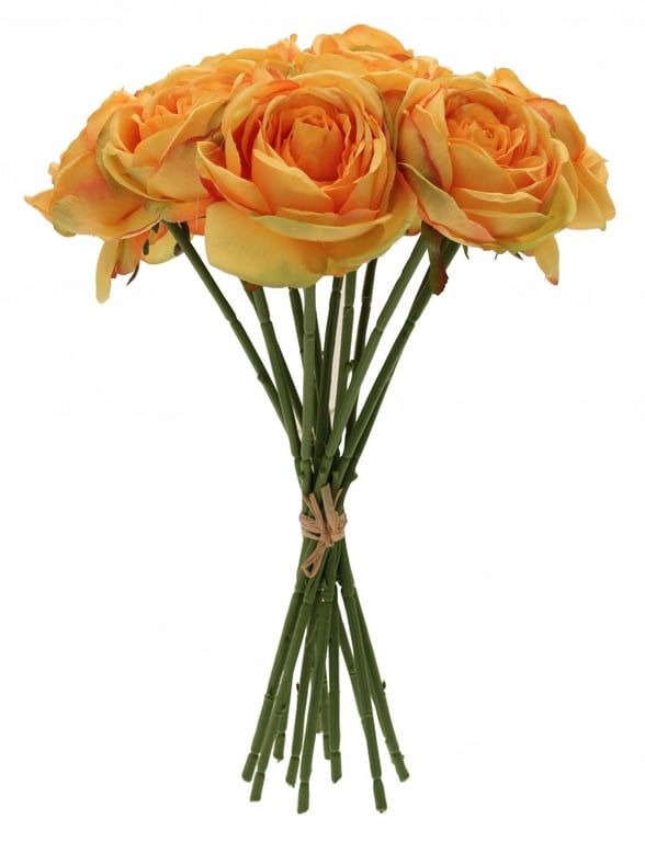Tea Rose Bunch Yellow & Gold 40cm Fresh Cut Long Stemmed Arrangement Perfect for Home Decor