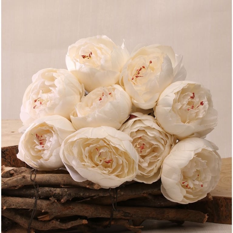 Peony Bunch 40cm Cream Floral Decoration Home Decor Arrangement