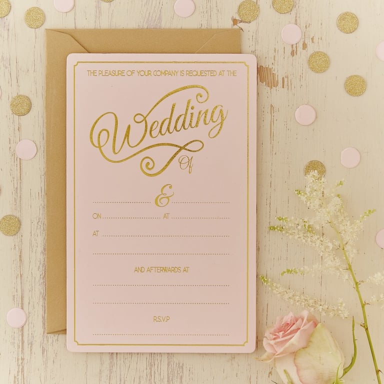 Elegant Gold Foiled Wedding Invitations - Luxury Paper & Foil Printing
