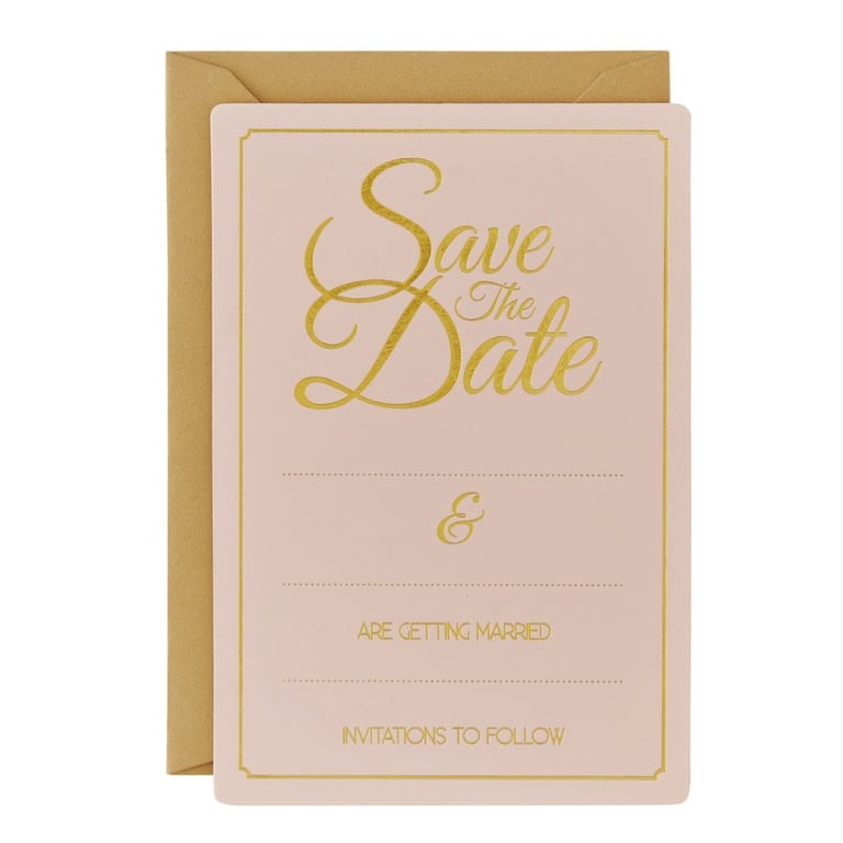 Gold Foiled Save the Date Cards - Customizable Wedding Invitations for Formal Occasions
