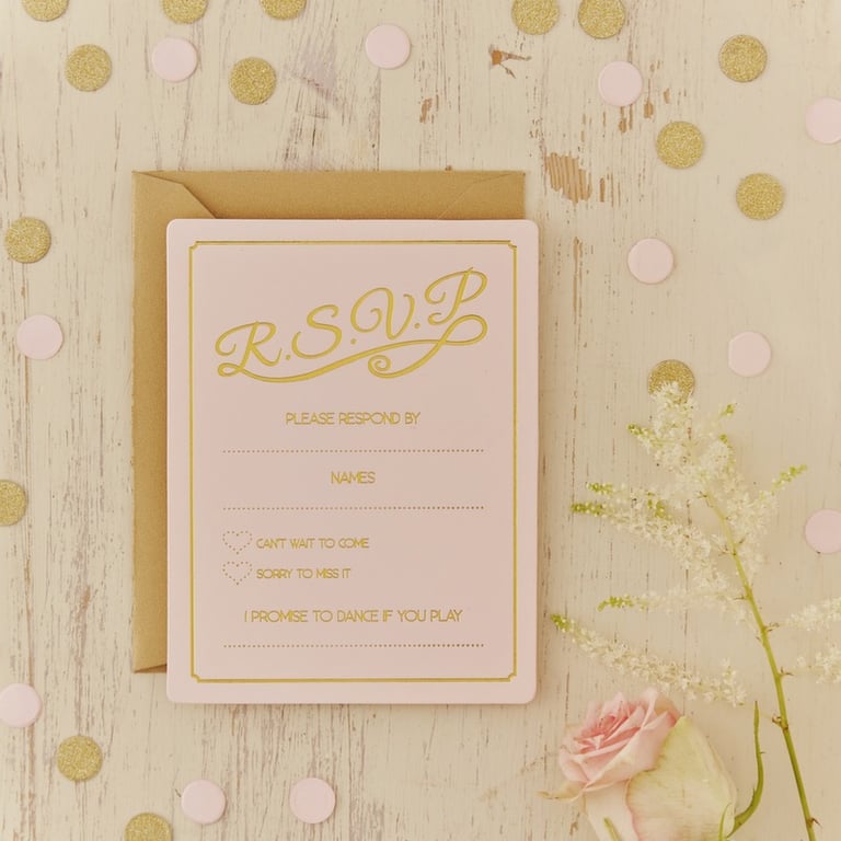 Gold Foiled RSVP Cards - Elegant Wedding Invitations and Party Supplies