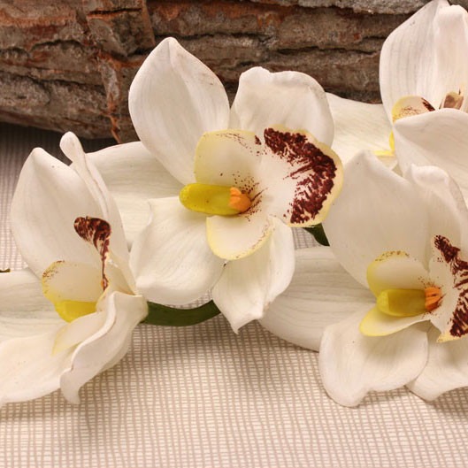 Real Touch Large White Cymbidium Orchid - 36 Inch High-Quality Home Decor Flower Arrangement