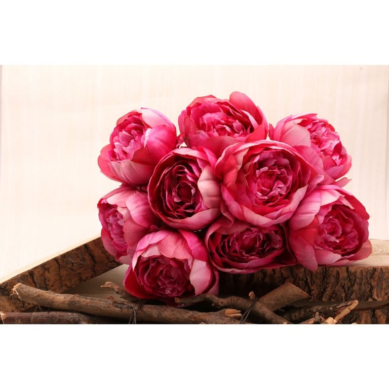 Dark Pink Peonies - Fresh Floral Bunch, 40cm Long, Perfect Garden and Home Decor Flowers