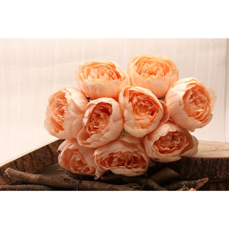Peony Bunch Peach Floral Arrangement 40cm Home Decor Garden Centerpiece