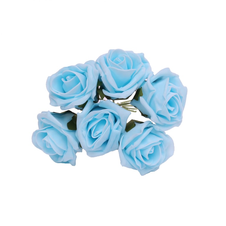 Aqua Blue Foam Tea Rose Bouquet - Fresh Home Decor Flowers for Indoor Garden Decoration and Wedding Centerpieces
