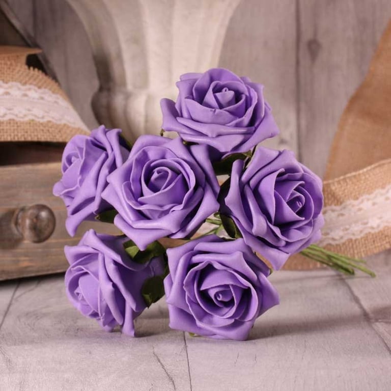 Lavender Foam Tea Rose Bunch - Fresh Garden Roses for Home Decor and Floral Arrangement