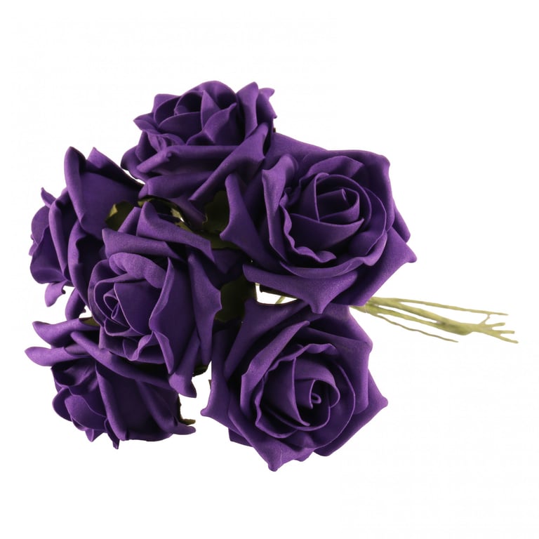 Purple Foam Tea Rose Bunch - Long Lasting Home Decor Floral Decoration