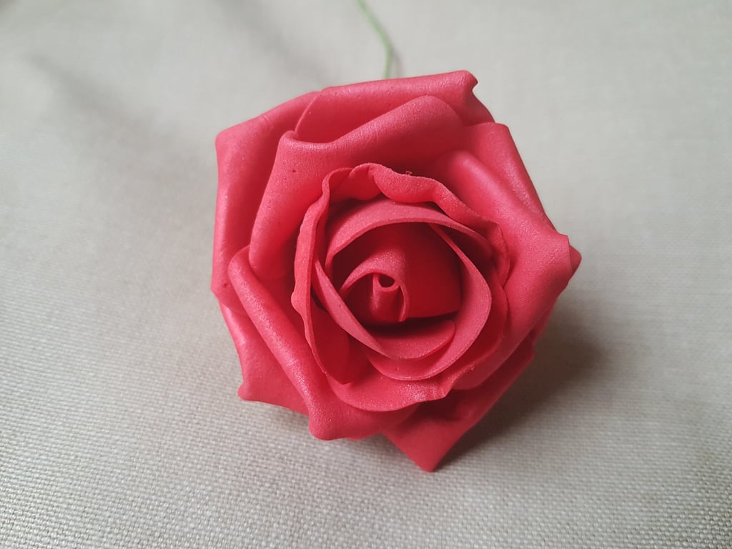 Red Foam Tea Roses - Set of 6 Decorative Wedding and Home Garden Flowers