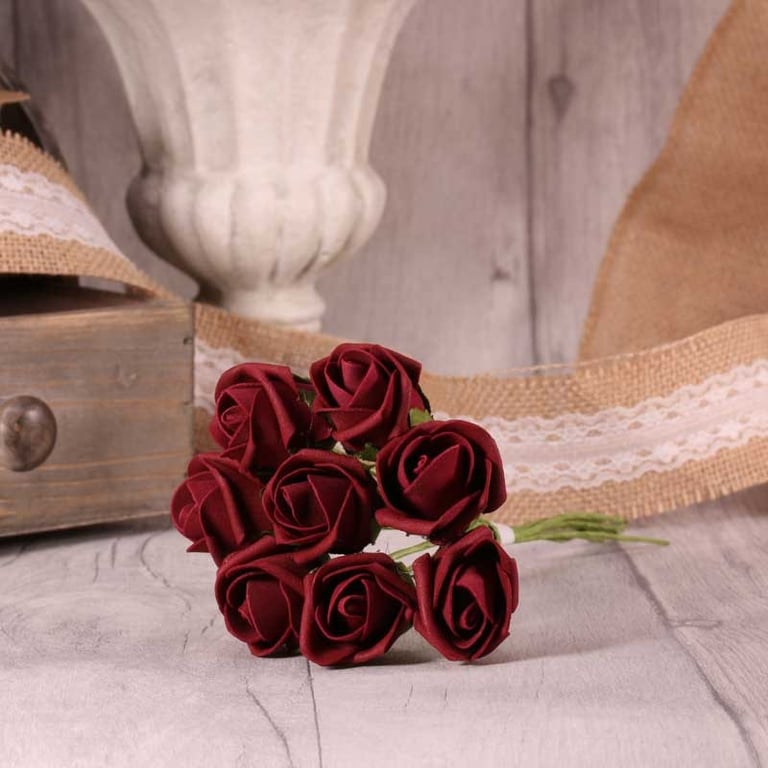 Burgundy Foam Tea Rose Bunch - Wedding Floral Decoration & Home Decor