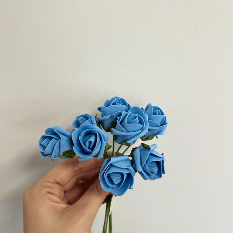 China Blue Foam Tea Rose Buds - Artificial Indoor Decorations for Home and Garden