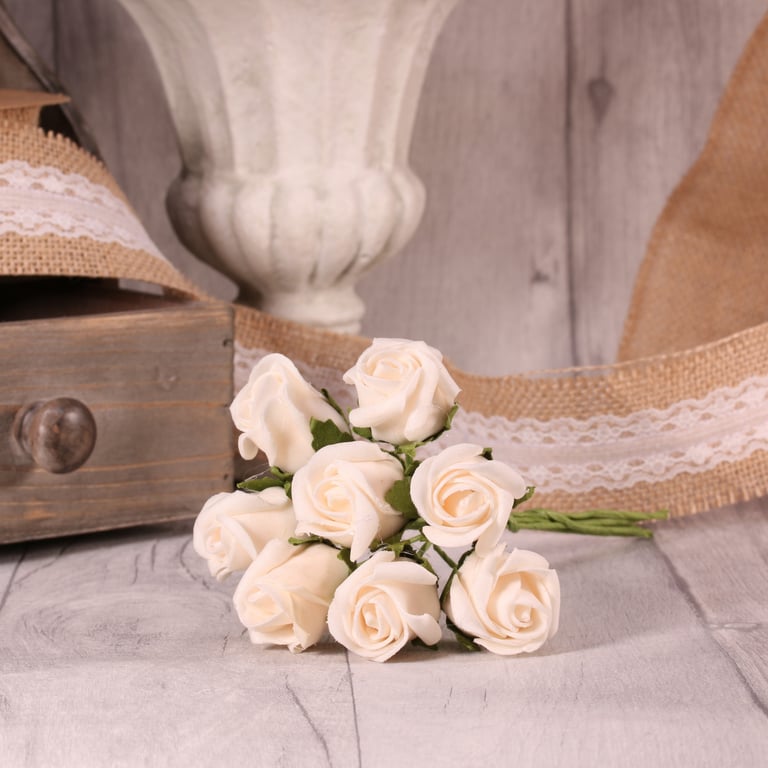 Ivory Foam Tea Rose Bud - Elegant Home Decor & Wedding Bouquet Flowers