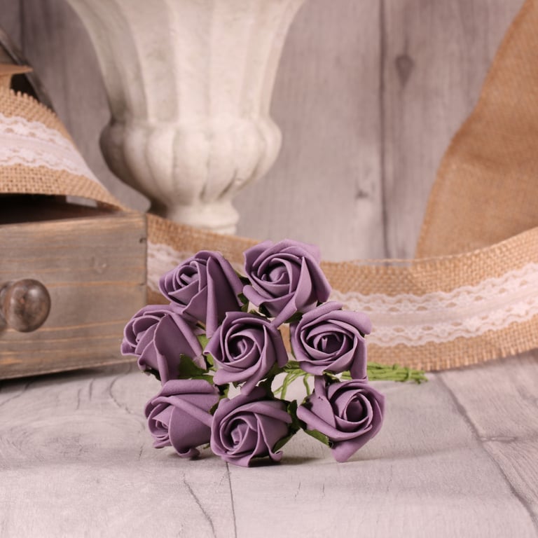 Mauve Foam Tea Rose Bud Bunch - Home Decor Flowers & Floral Decoration