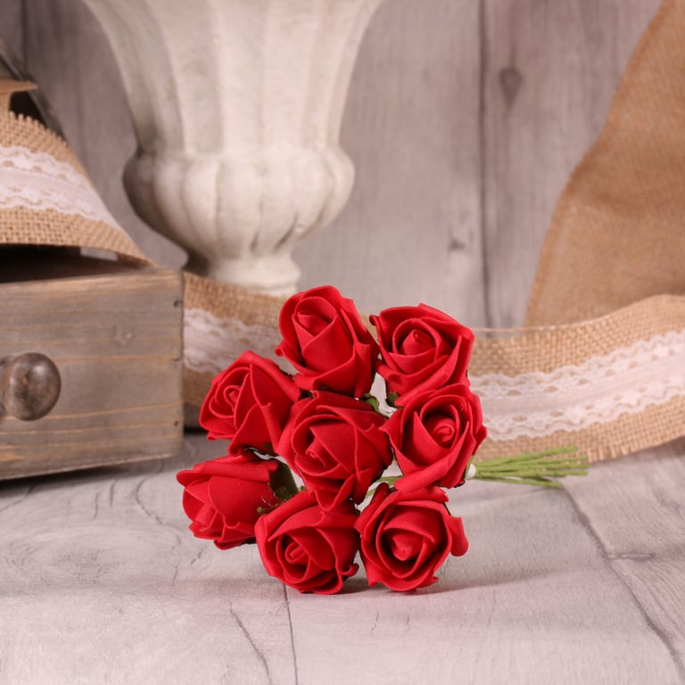 Red Foam Tea Rose Buds - Artificial Floral Decoration for Home & Garden