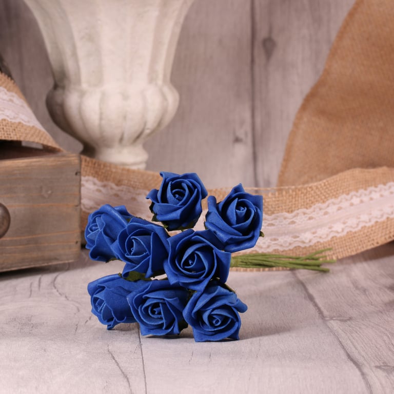 Royal Blue Foam Tea Rose Buds - Artificial Floral Decoration for Home & Garden