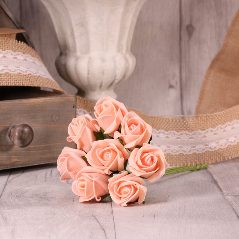 Soft Peach Foam Tea Rose Buds - Fresh Home Decoration Flowers