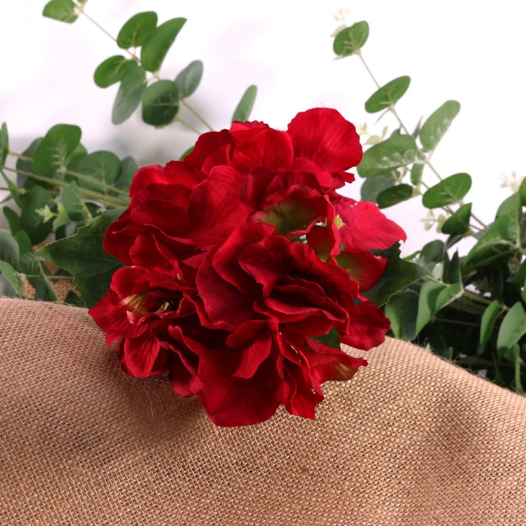 Red Hydrangea Floral Garden Decoration Pick