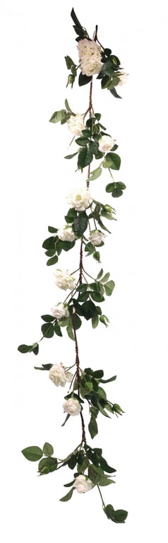 Luxury 1.8m White Rose Garland - Elegant Home Decor and Wedding Decoration