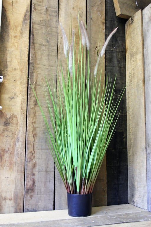 PVC Grass Plant With Cat-Tails - Green Wall Home Decor and Outdoor Decoration