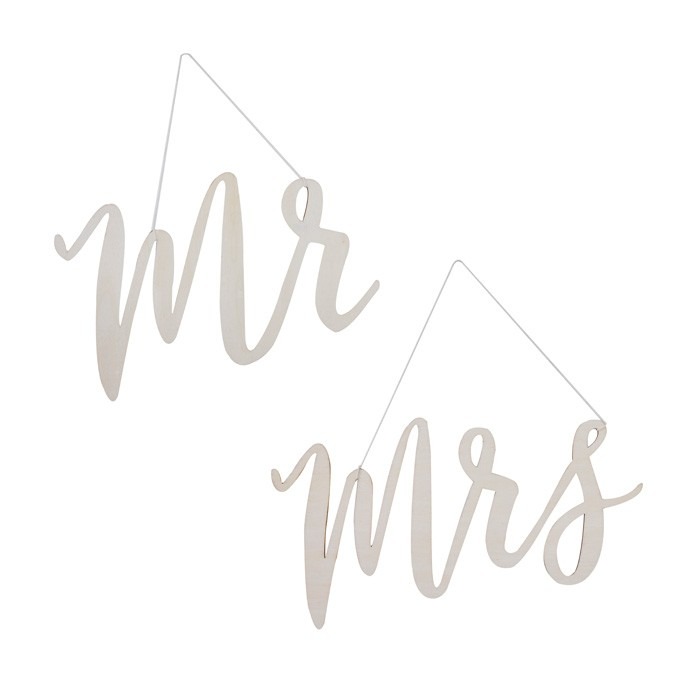 Wooden Mr & Mrs Chair Signs - Personalized Rustic Home Decor Wedding Seating Chart Signage