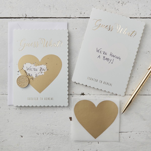Mint & Gold Guess What Scratch Greeting Cards - Scratch Off Reveal Party Fun