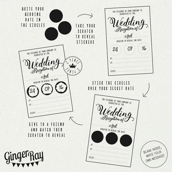 Kraft Scratch & Reveal Wedding Invitations - Personalized and Customizable Date Changeable Scratched Off Invites