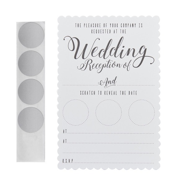White Scratch Off Wedding Invitations - Scratch & Reveal Date Night Cards