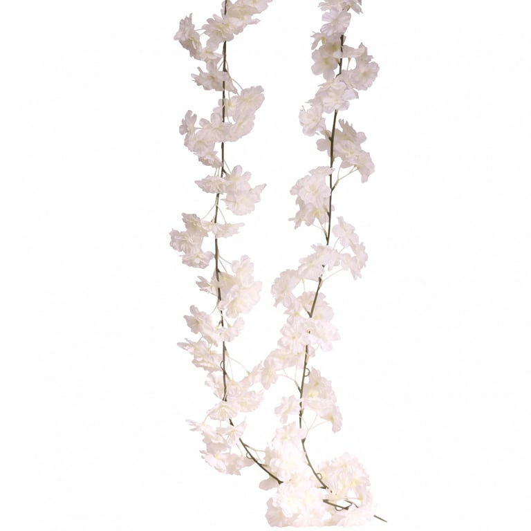 2.1m White Blossom Floral Garland - Elegant Home Decor and Wedding Decoration
