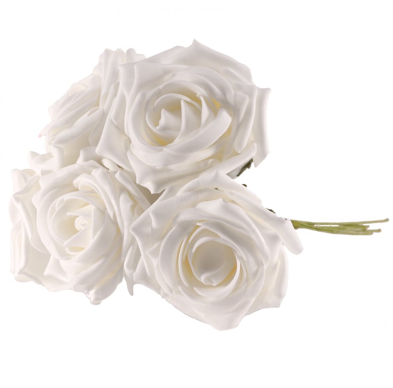 Bright White Foam Open Tea Rose Bunch - Wedding Flowers & Home Decor
