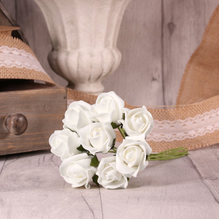Bright White Foam Tea Rose Buds - Perfect Wedding Decor or Home Floral Arrangement