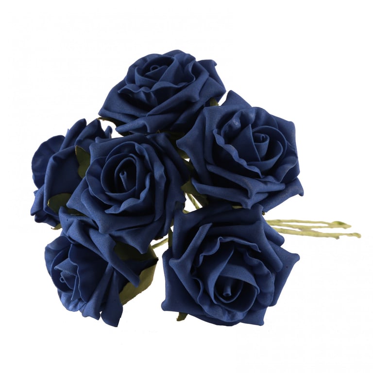 Navy Blue Foam Tea Rose Bouquet - Perfect for Home Decor and Wedding Ceremonies