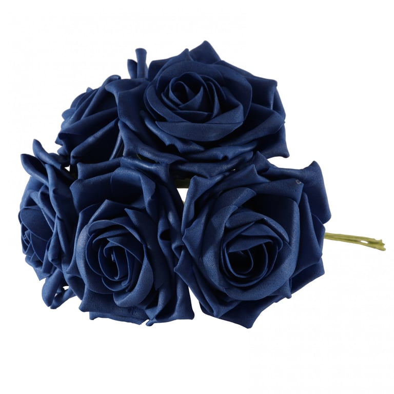 Navy Blue Foam Open Tea Roses - Wedding Flowers & Home Decor Floral Arrangement Supplies