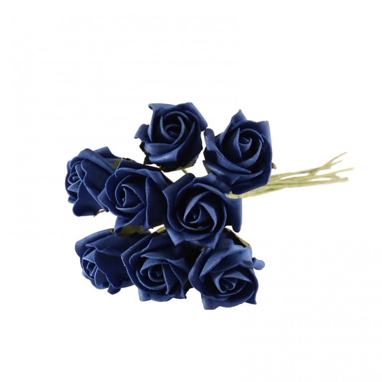 Navy Blue Foam Tea Rose Buds - Home Decor Flowers for Indoor Plant Decorations