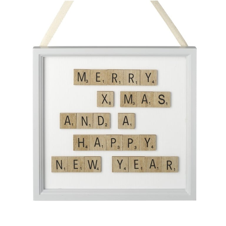 Vintage Christmas Merry Scrabble Sign - Festive Home Decor Holiday Decoration