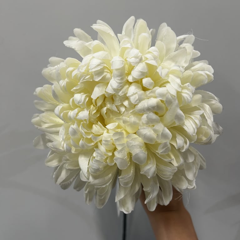 Cream Chrysanthemum Flower 75cm - Large Home Decor Floral Centerpiece for Garden Decoration