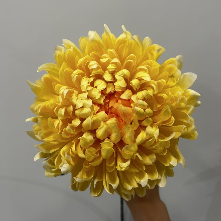 Yellow Chrysanthemum Flower 75cm - Large Floral Decoration for Home and Garden Decor